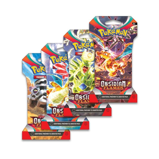 Pokemon TCG: Scarlet and Violet Obsidian Flames Sleeved Booster Packs.